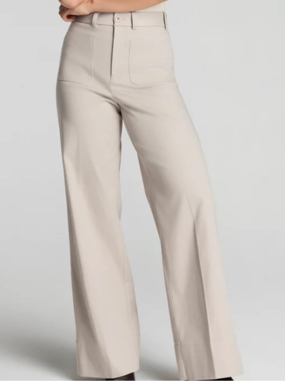 SPANXsupersmooth™ Stretch Twill Wide Leg Pant in Bone size large long - Picture 1 of 3